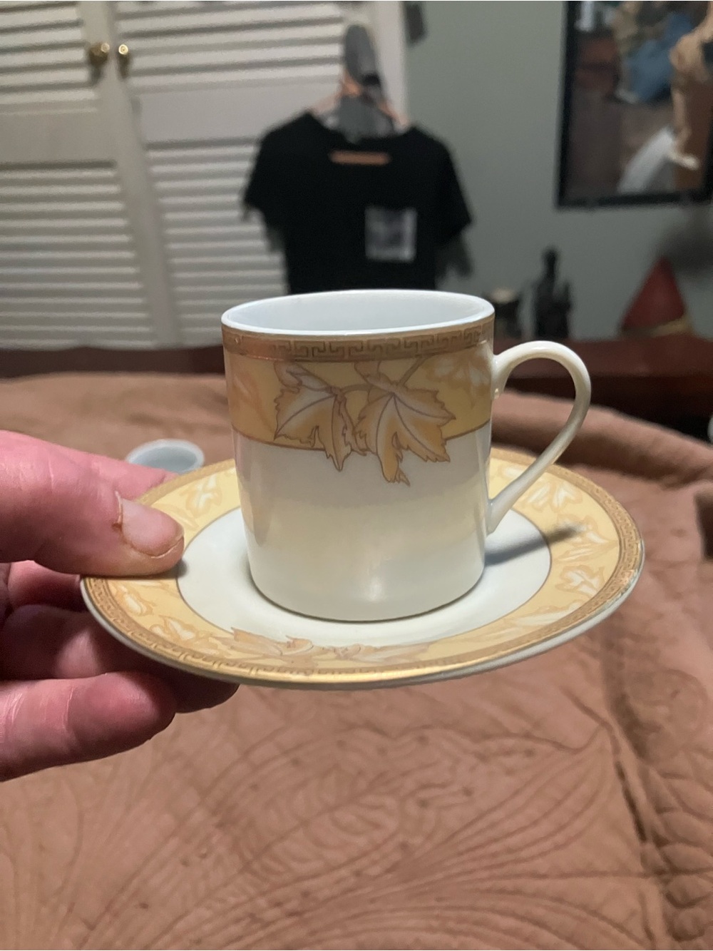 Set of  Porcelain Espresso Cup Sets with Gold Trim